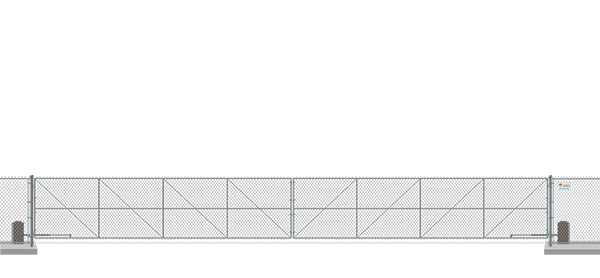 Automated chain link swing gate in closed position