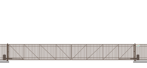 Automated Metal swing gate in closed position