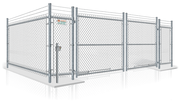 Commercial chain link security gate with barbed wire installation company in the North Georgia area.