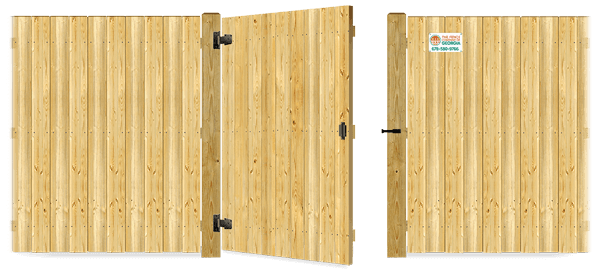 Wood gate in open position
