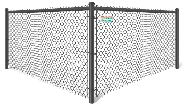 Black PVC-Coated commercial chain link fence company in North Georgia