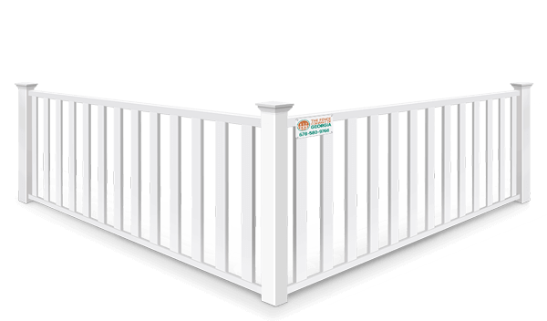 Closed picket vinyl fence with a flat top North Georgia