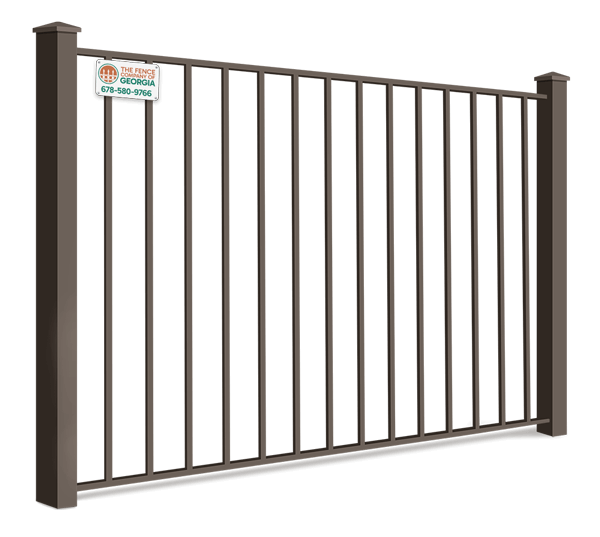 Product image of a bronze aluminum flat-top fence railing section