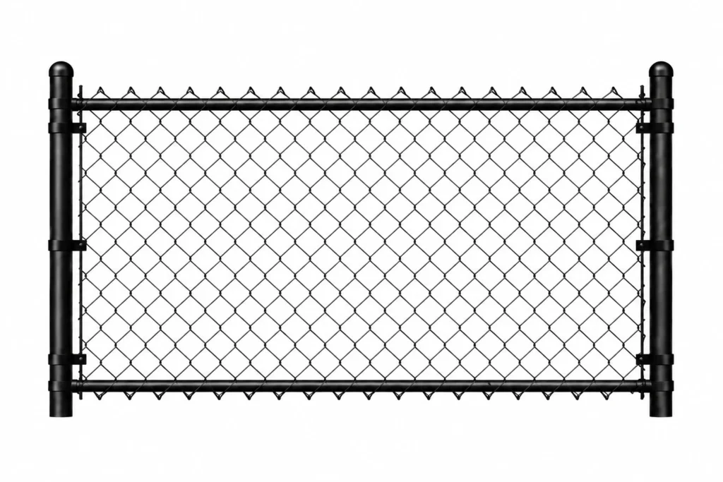3D rendering of a black chain link gate panel
