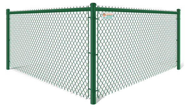 Product image of a green chain link fence corner section