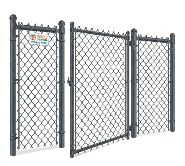 Product image of a dark chain link commercial double swing gate