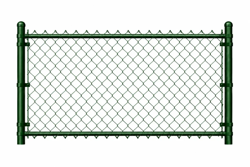 3D rendering of a green chain link gate panel