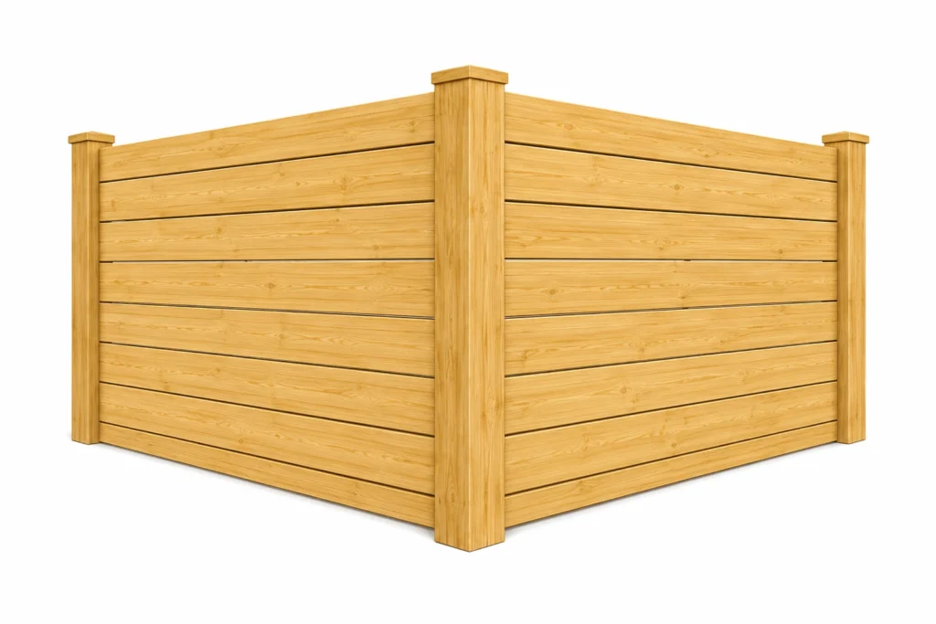 3D rendering of a modern horizontal wood fence