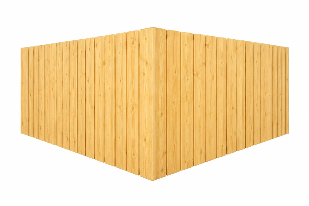3D rendering of a wood stockade-style privacy fence