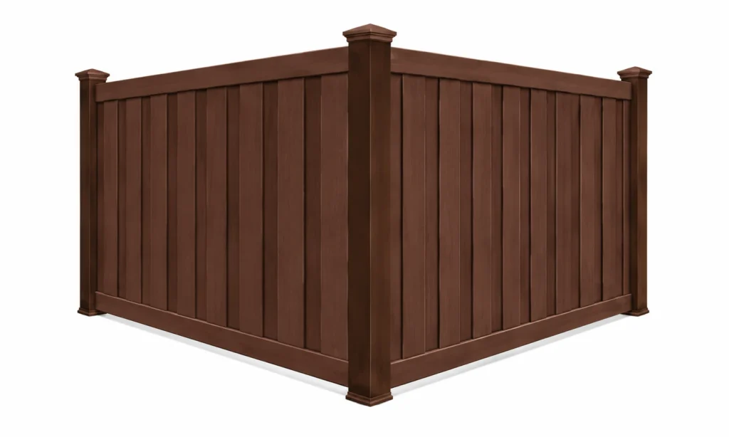 3D rendering of a dark brown composite privacy fence panel